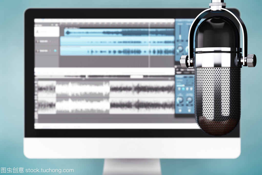 音樂錄音工作室概念。Condencer 麥克風(fēng)